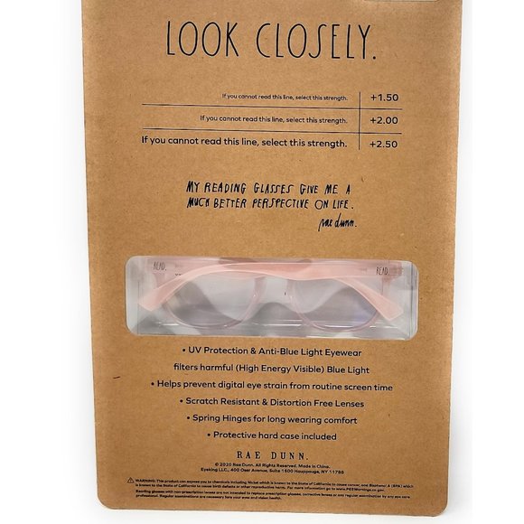 Rae Dunn LOOK CLOSELY (+2.00) Reading Glasses and Case Set - Picture 2 of 2